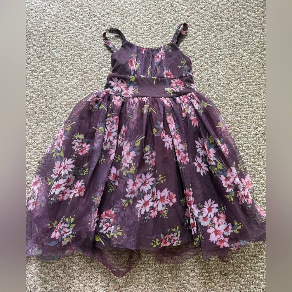 Zhenzi Purple Floral Kids Dress
